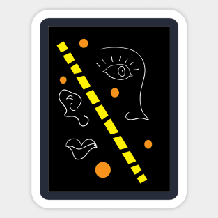 Face with yellow line Sticker